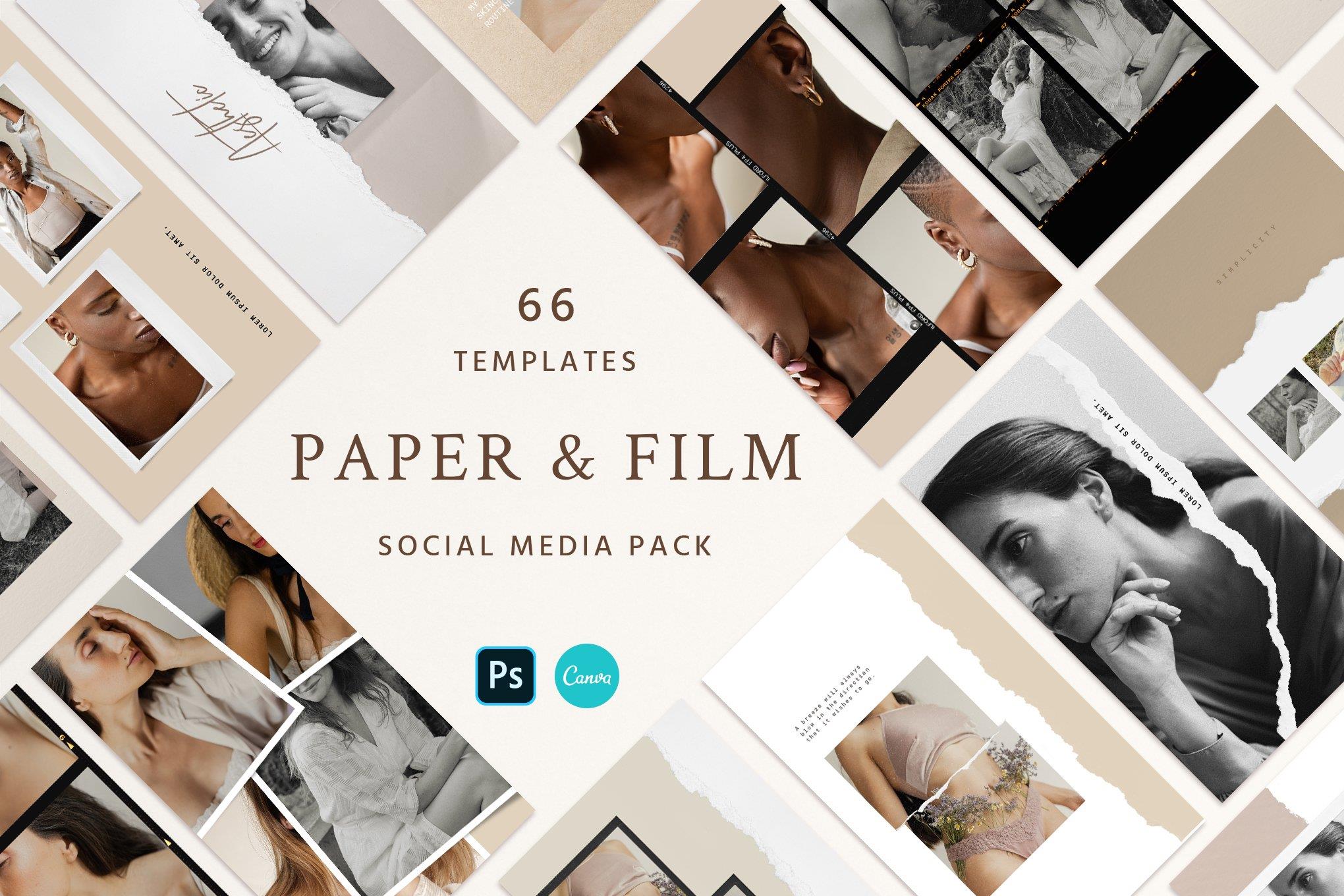 Paper and Film 电影框架撕纸纹理海报Instagram故事PSD模板 – DUNEFILM