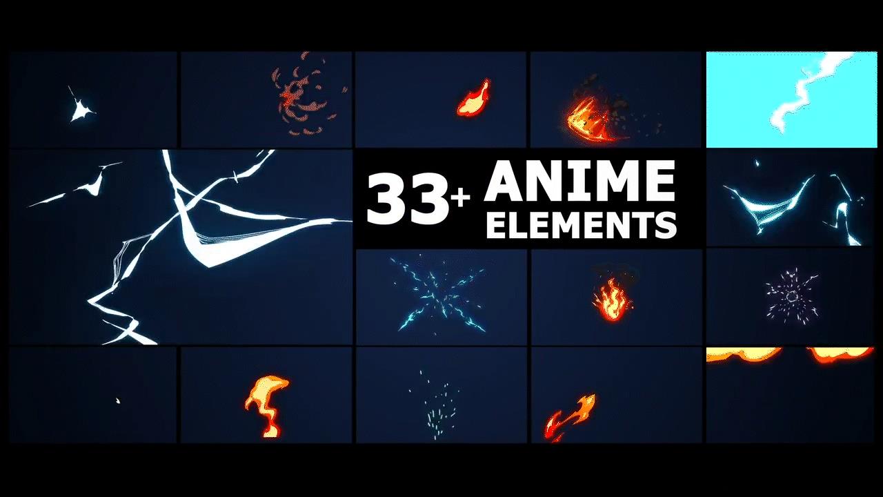 Anime Elements 30多种达芬奇4K动漫元素 DaVinci Resolve模板 – DUNEFILM