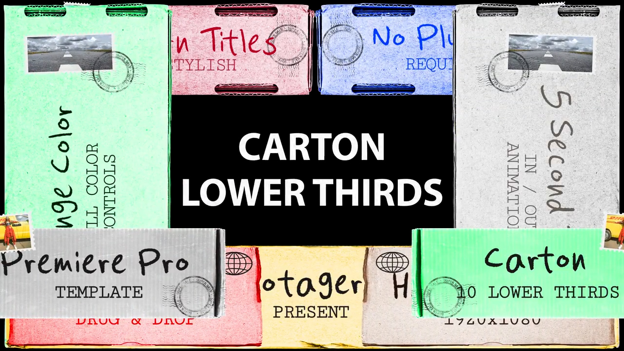 Cartoon Lower Thirds 10个复古Premiere模板 – DUNEFILM