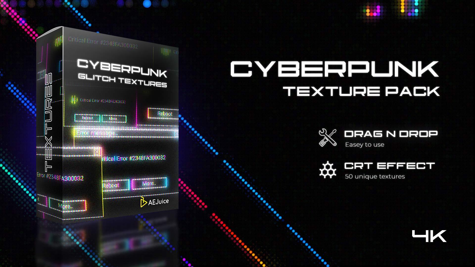 AEJuice Cyberpunk Glitch Texture 4K 54个赛博朋克故障动画纹理包 – DUNEFILM