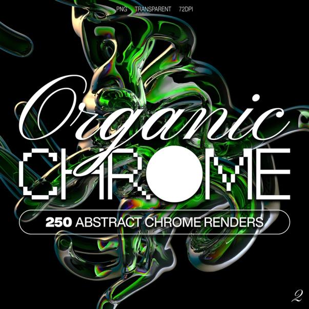 Organic Chrome 3D VOL.2 225个3D抽象形状金属质感渲染图 – DUNEFILM