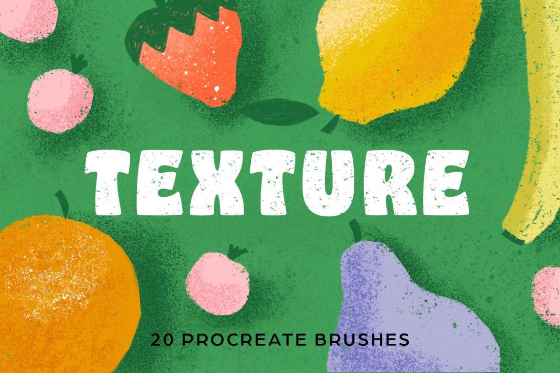 Texture Procreate Brushes 20种不同的数字插画绘图Procreate笔刷+纹理 – DUNEFILM