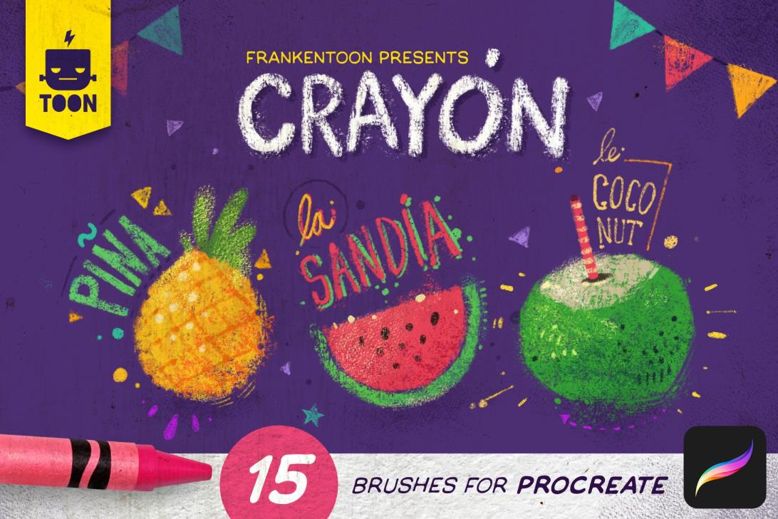 Crayon – Procreate Brush Pack Procreate 复古卡通儿童插画笔刷包 – DUNEFILM