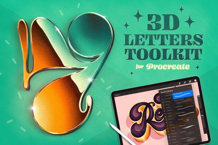 Procreate 3D字母工具包画笔套装 – DUNEFILM