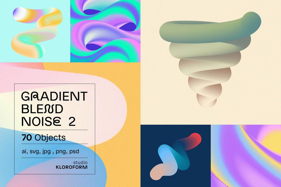 Gradient Blend Noise Vol. 2 时髦设计元素组70个噪点渐变效果 – DUNEFILM