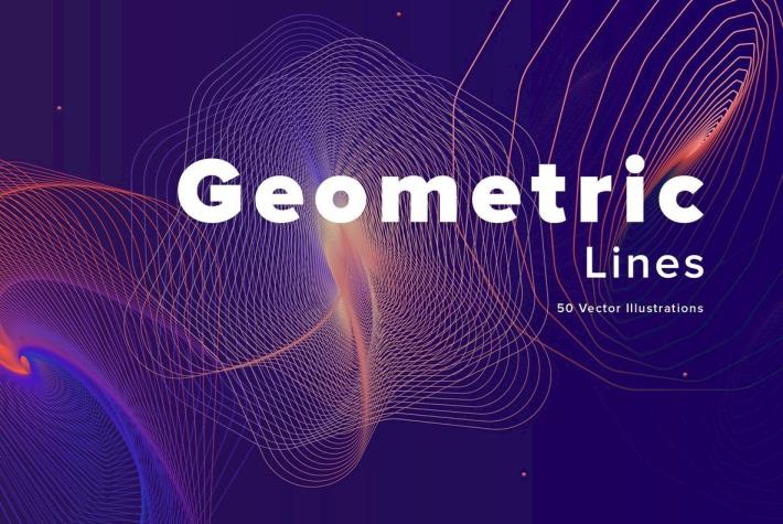 50幅抽象矢量几何线条AI EPS数学科学技术音乐抽象几何线条形状 – DUNEFILM