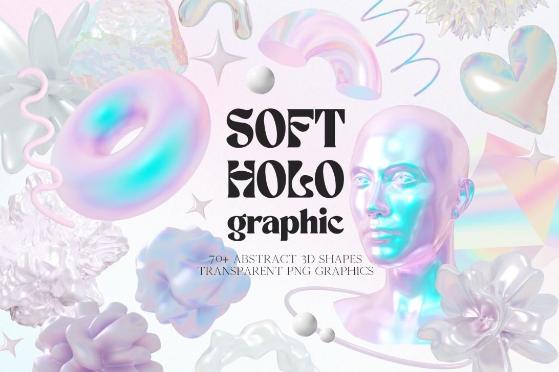 Soft Holo Iridescence 3D Shapes 全息虹彩3D形状 – DUNEFILM