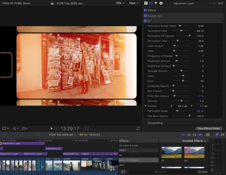 FCPX插件 8mm 复古胶片燃烧电影特效插件包 Final Cut Pro X – DUNEFILM