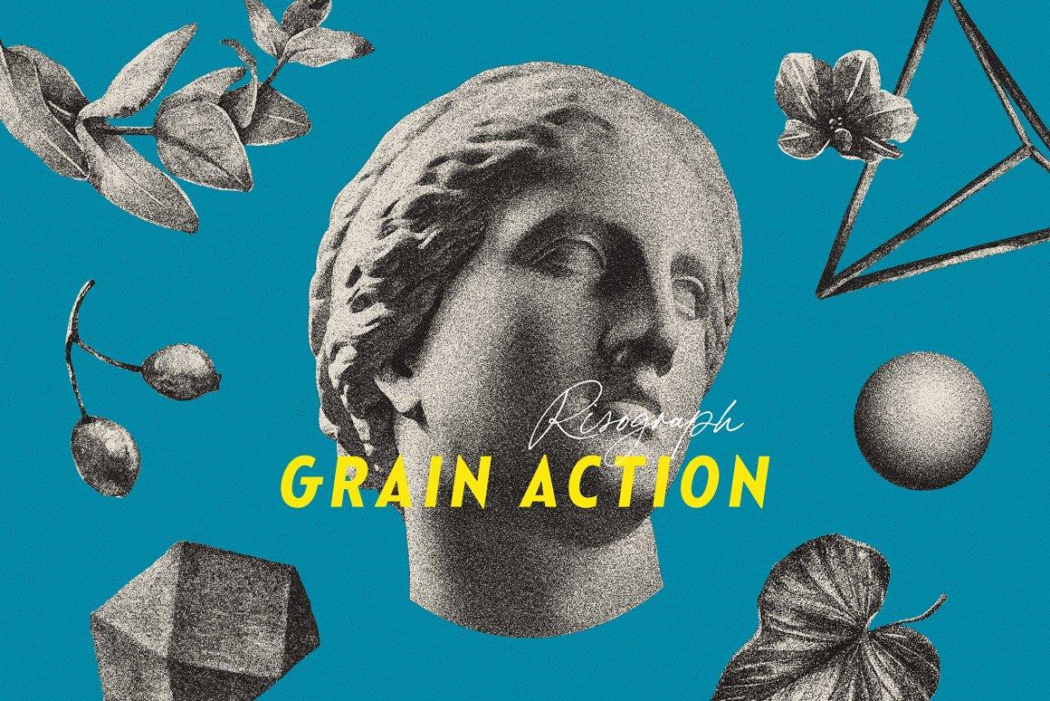 Risograph Grain Action 时尚氛围经典外观Photoshop动作 – DUNEFILM