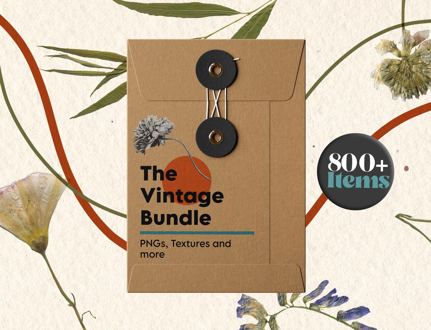 THE VINTAGE BUNDLE 800种复古拼贴剪纸美观捆绑包免扣PNG – DUNEFILM