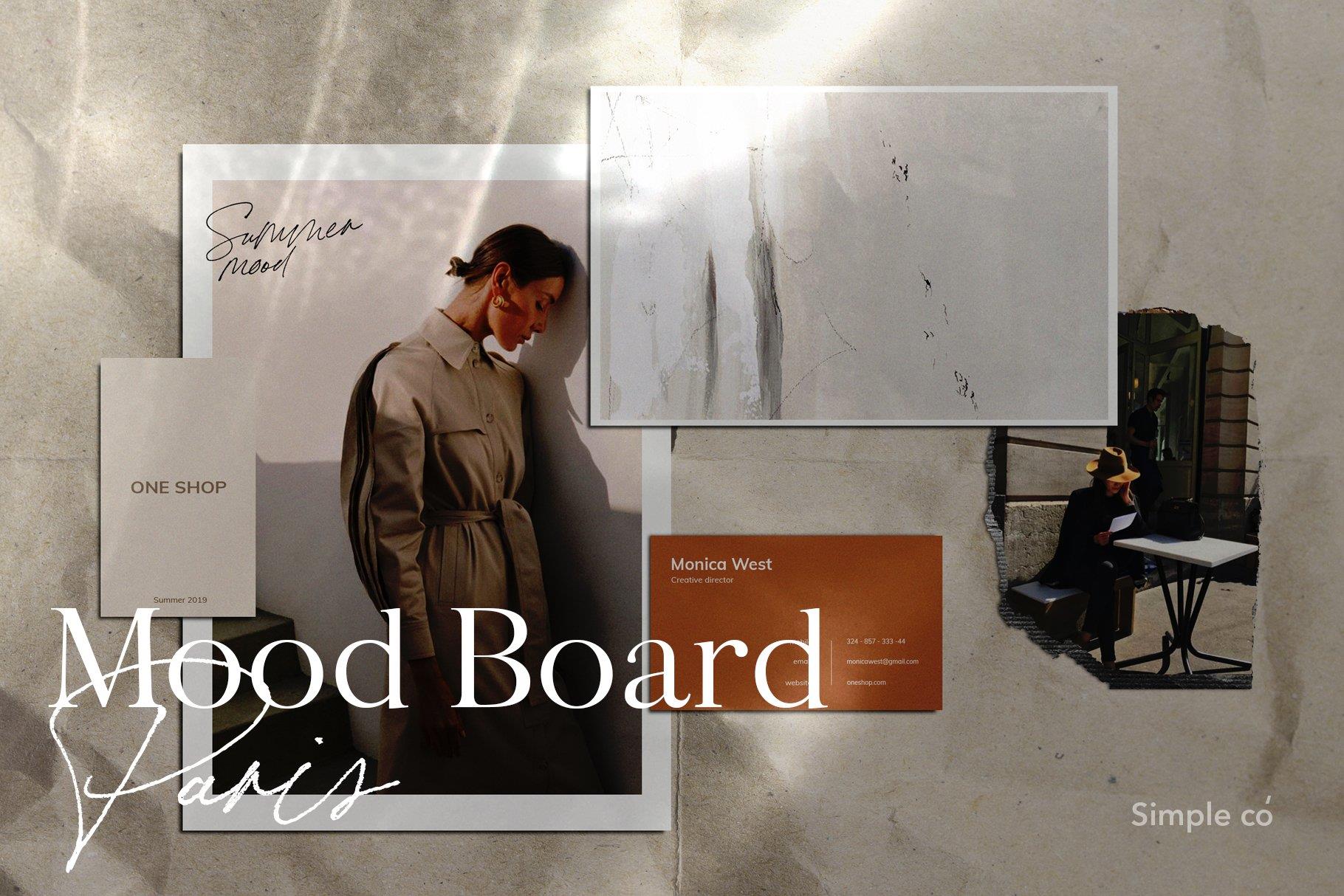 Mood Board Paris / Mockup 巴黎情绪板 自然光、阴影和纹理样机 摄影后期 平面PSD模板 – DUNEFILM