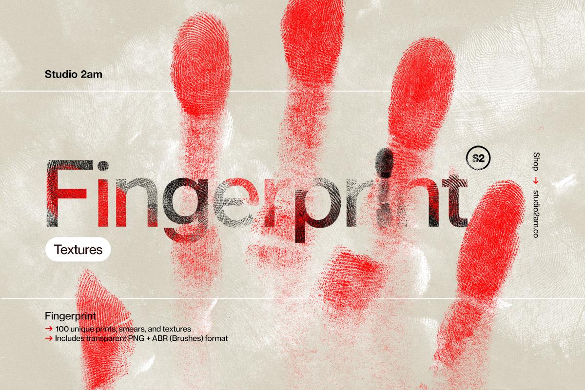 Studio 2am – Fingerprint 100种独特手指、手和涂抹纹理PNG和ABR画笔 – DUNEFILM