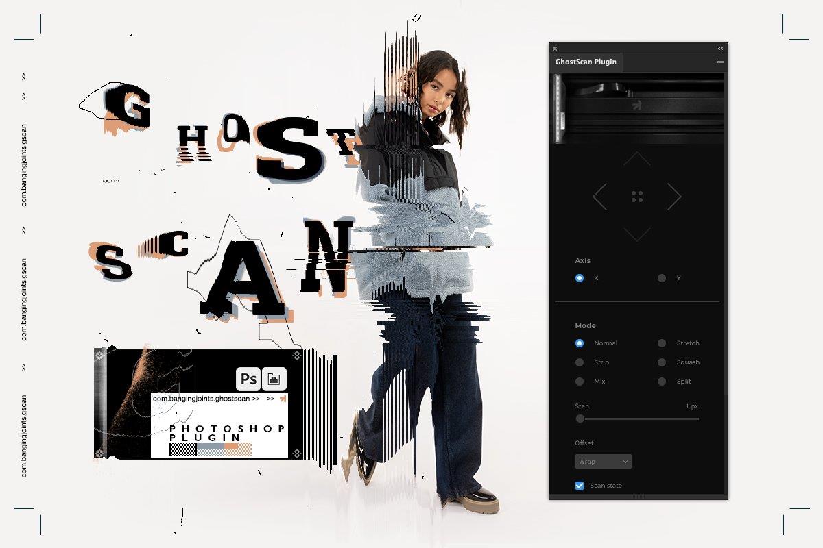 GhostScan – Photoshop 插件 像素拉伸效果扭曲图像PS插件 – DUNEFILM