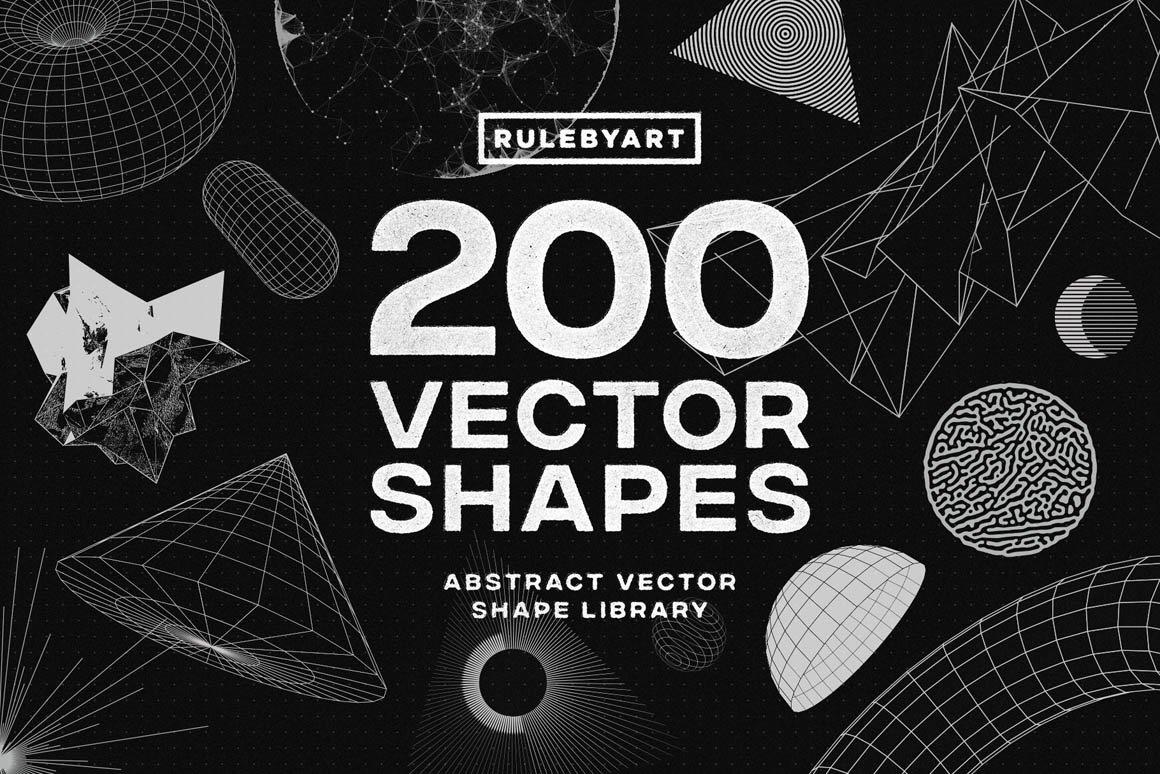 RuleByArt – 200 Vector Shapes 200个抽象PNG AI矢量形状 – DUNEFILM