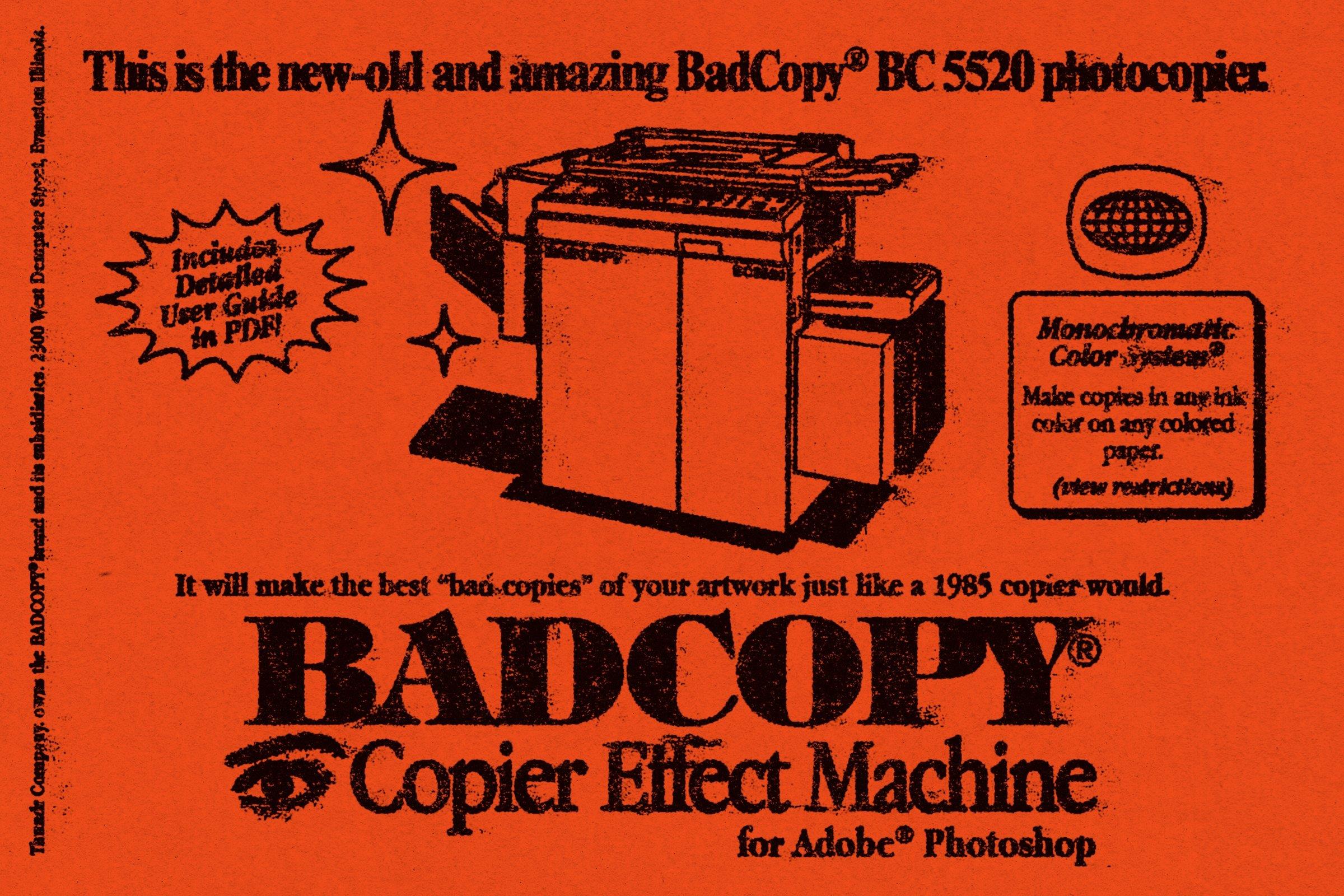 BADCOPY Copier Effect Machine 复印机效果PSD模板 垃圾摇滚野蛮主义 碳粉墨水打印纹理效果 – DUNEFILM