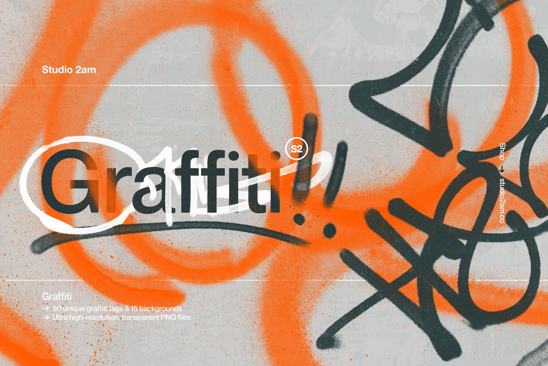 Graffiti – 75 Grunge Spray Textures 70多种涂鸦标记背景照片海报设计PNG透明叠加层  – DUNEFILM