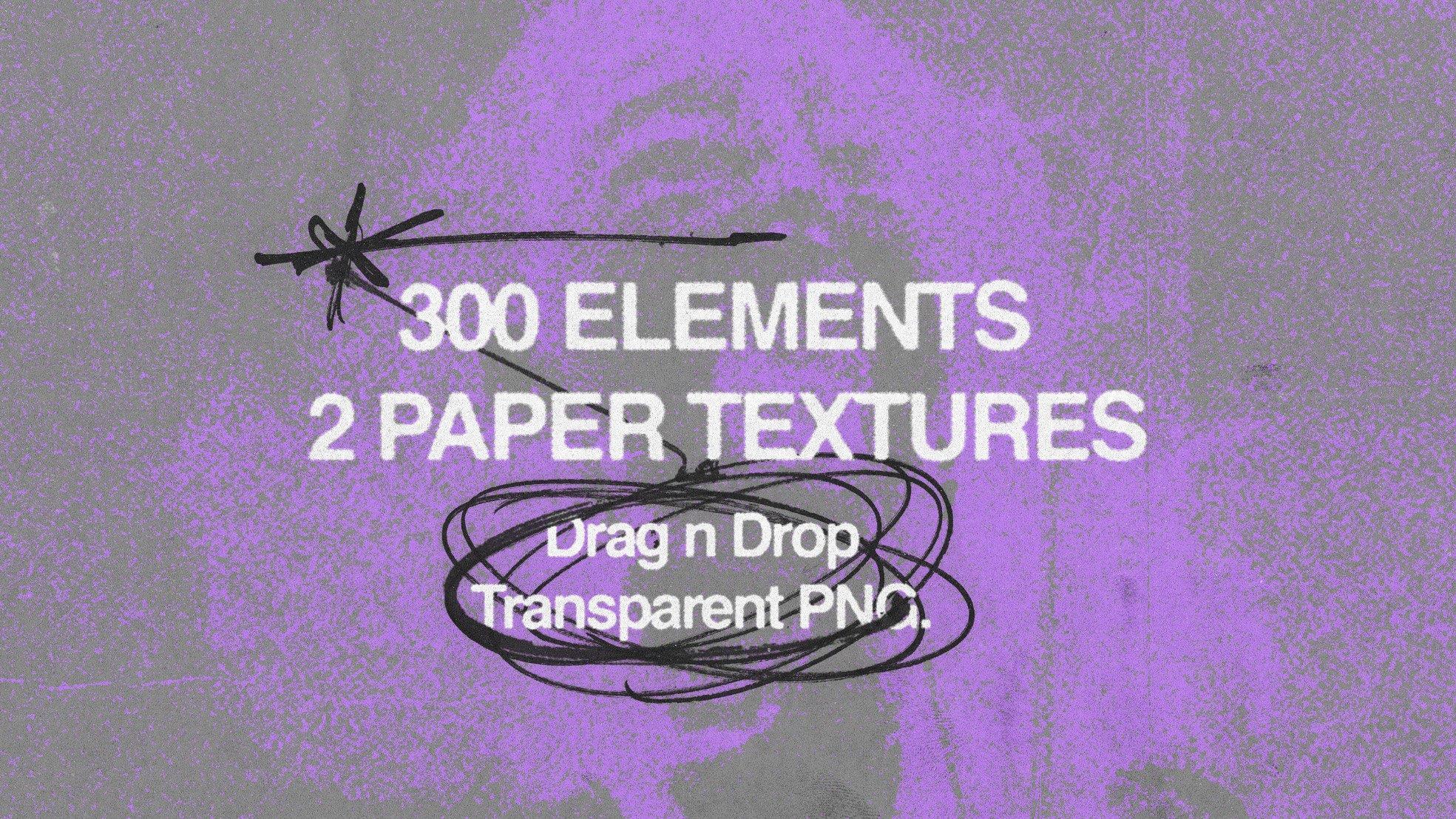 Doodles elements Pack 300多个涂鸦到划痕、箭头、线条 手绘元素 300 PNG ELEMENTS