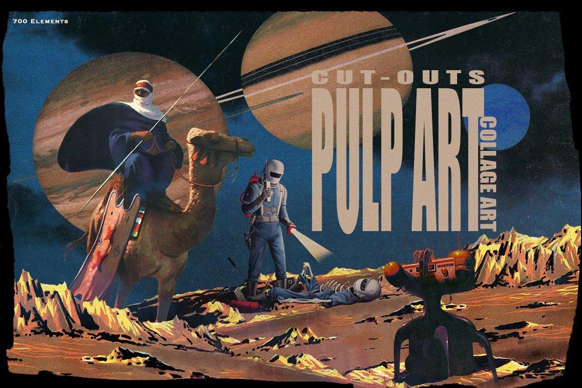 Pulp Art – Collage Cut-Outs 复古旧杂志剪纸 背景 形状文字 边框 – DUNEFILM