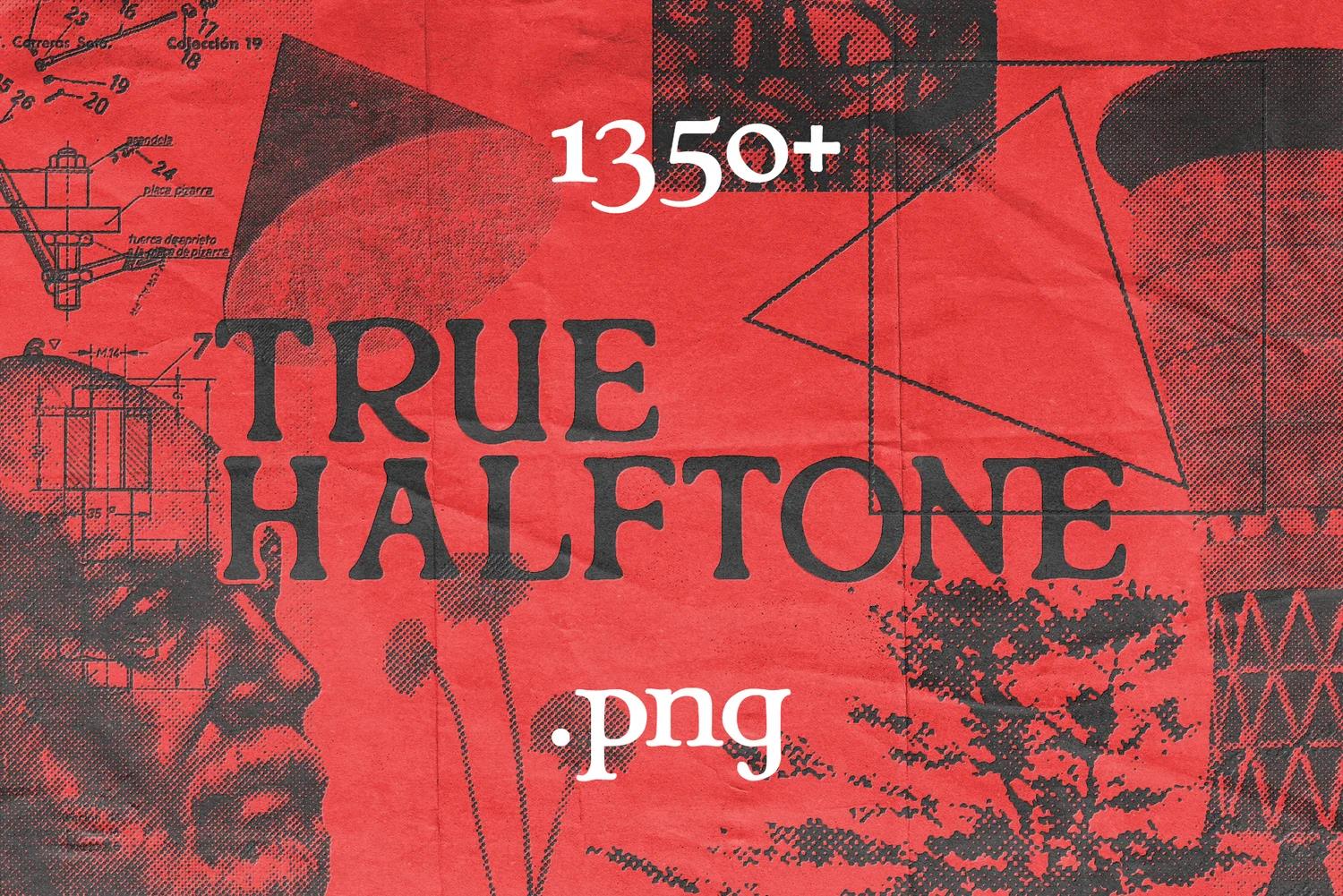 True Halftone Collection | 1350+复古图像PNG、纸划痕纹理PNG、PS渐变及图案GRD、PAT – DUNEFILM