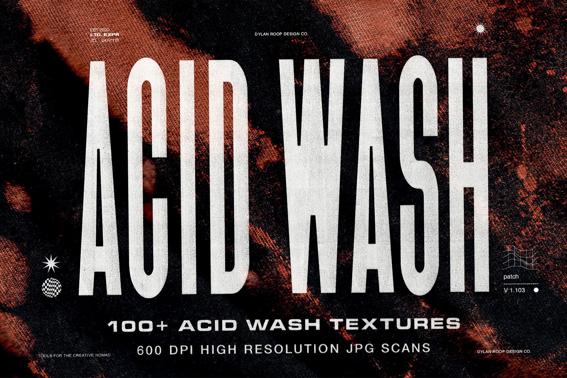 Acid Wash Textures 高质量照片扫描抽象扎染和漂白织物狂野和怪异酸洗扫描纹理 – DUNEFILM