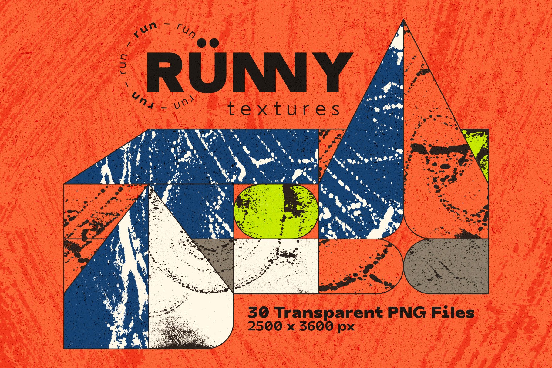 Runny 30 Transparent PNG Textures 30张高分辨率 墨水PNG透明 抽象纹理 – DUNEFILM