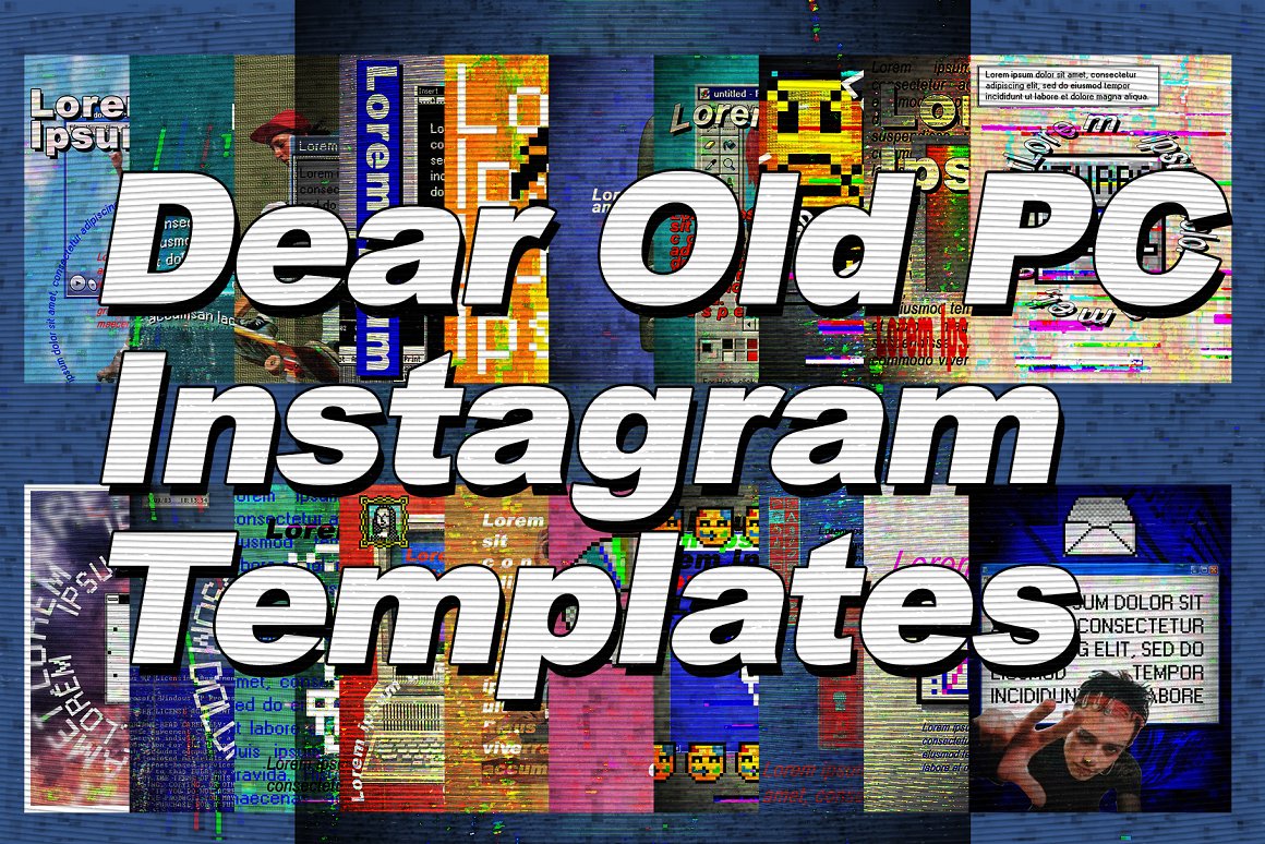 PC旧电脑设计Windows PNG 像素图标 Instagram 海报图形模板 x40 Dear Old PC Instagram Templates – DUNEFILM