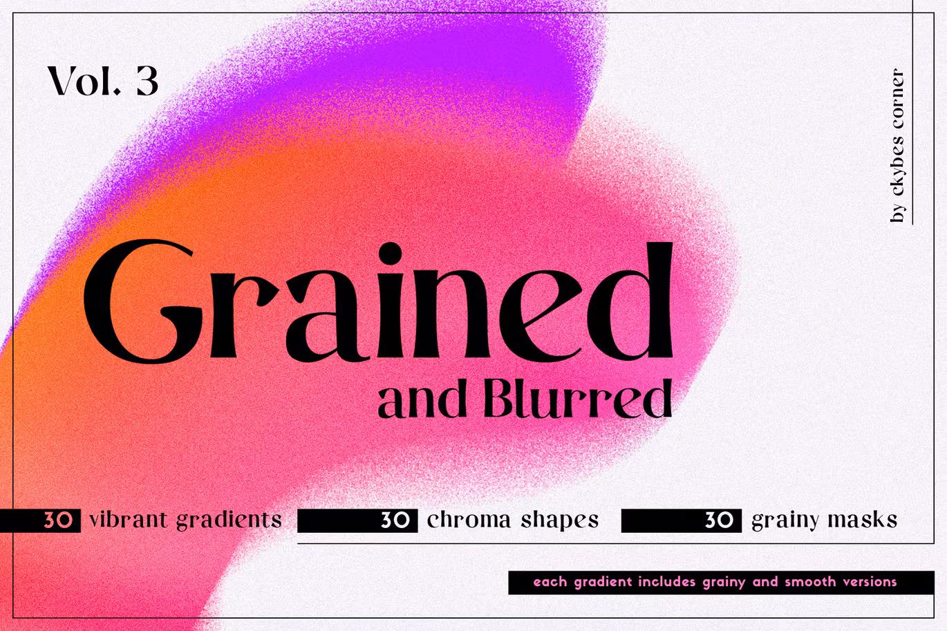 Grained and Blurred 时尚复古设计颗粒状和模糊抽象形状240个元素集 VOL.2 和 VOL.3 – DUNEFILM