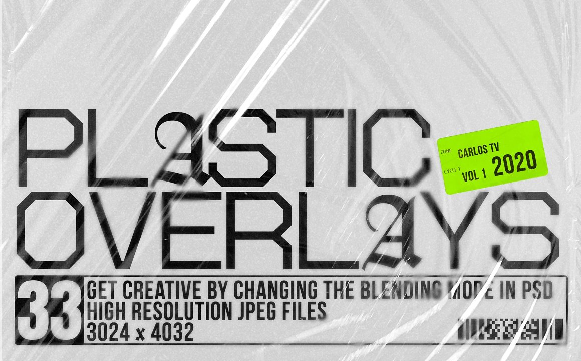 Plastic Overlays Vol.1 33个潮流复古高分辨率JPEG塑料包装覆盖素材 – DUNEFILM