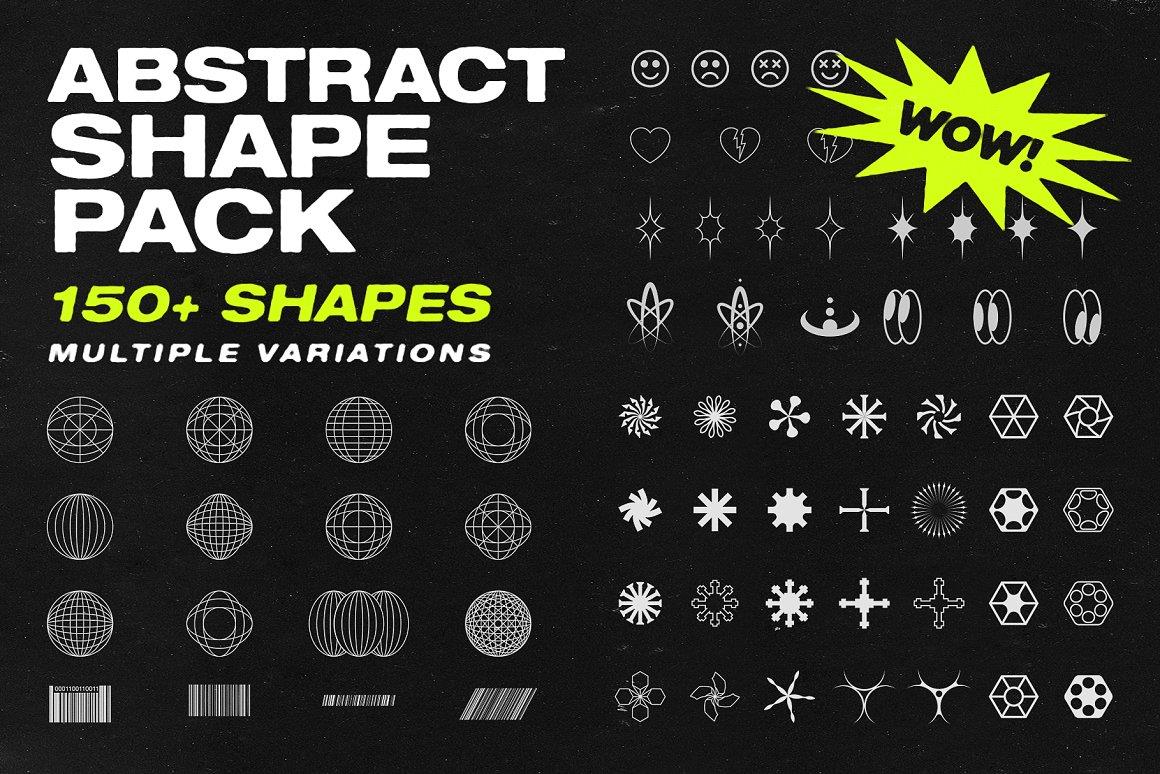 海报抽象形状包150多个图标！Abstract Shape Pack  150+ Icons – DUNEFILM