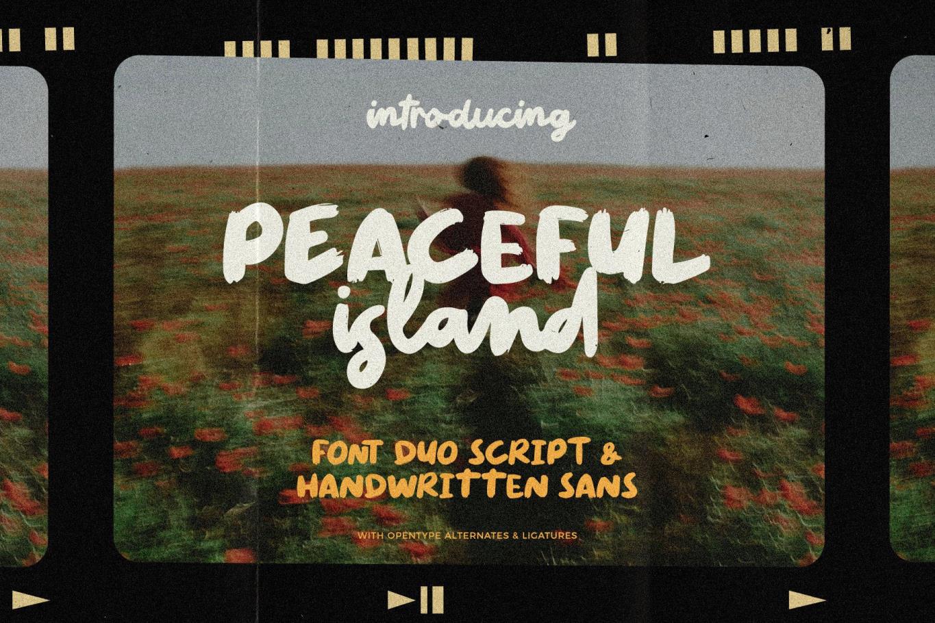 Peaceful Island – Font Duo 复古电影标题品牌形象俏皮手写字体 – DUNEFILM