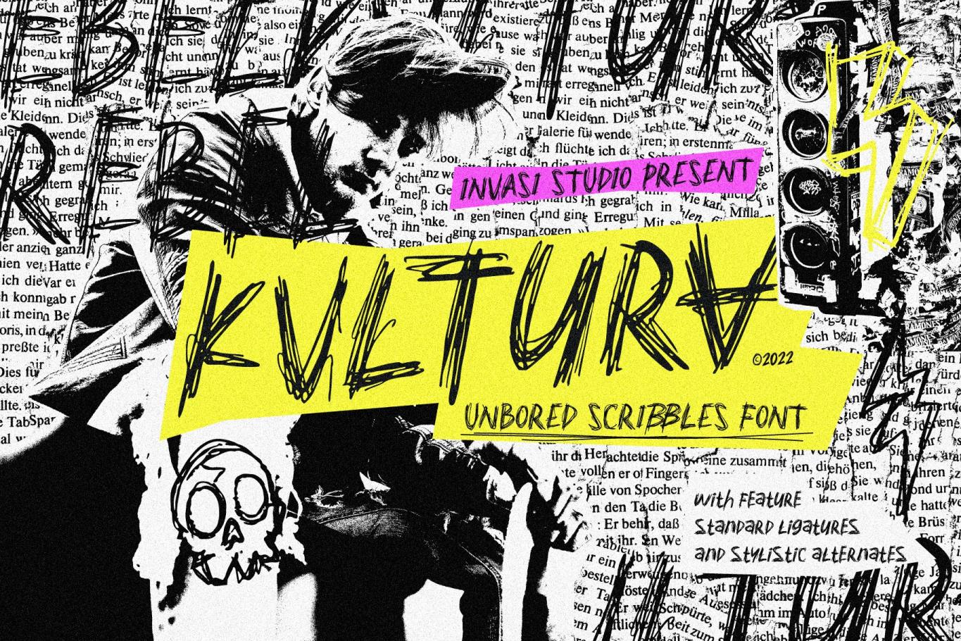 Kvltura – Unbored Scribbles Font 全大写手写字体 – DUNEFILM