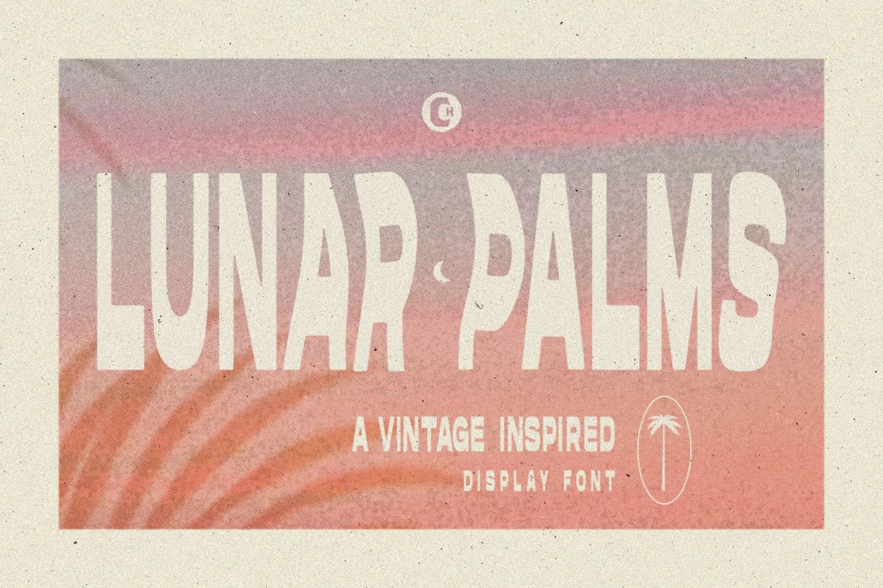 LUNAR PALMS Font 一种完全独特自定义手绘复古标志大写+数字字体 – DUNEFILM