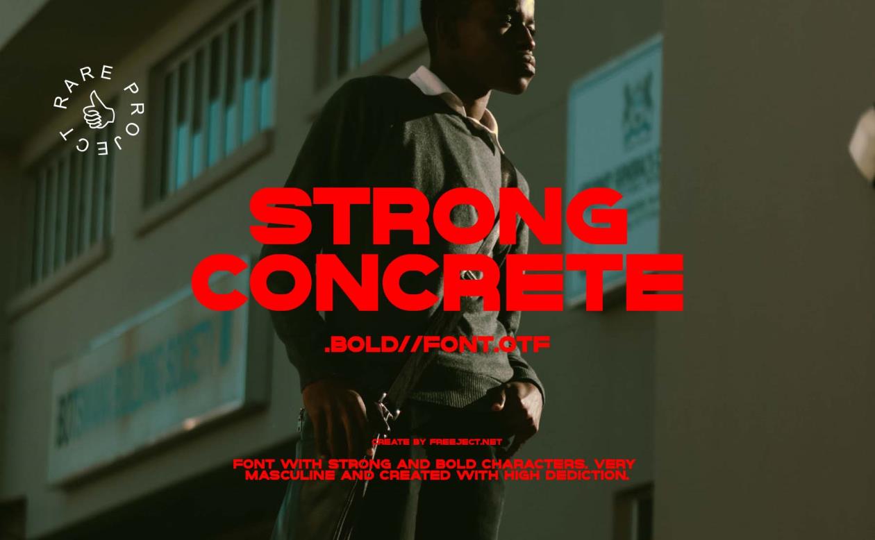 Strong Concrete – Display Font 电影标题海报封面艺术、印刷品街头、未来、赛博朋克字体 – DUNEFILM