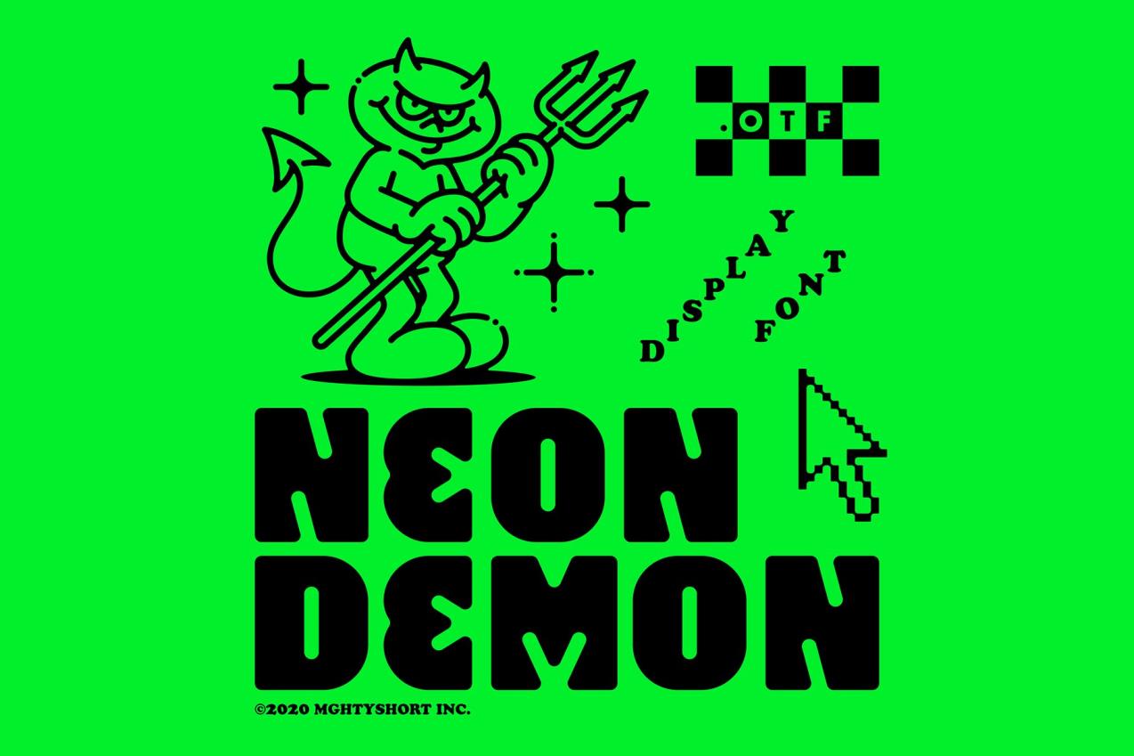 NEON DEMON FONT 插图、品牌、服装设计、排版和包装字体 by MightyShort  – DUNEFILM