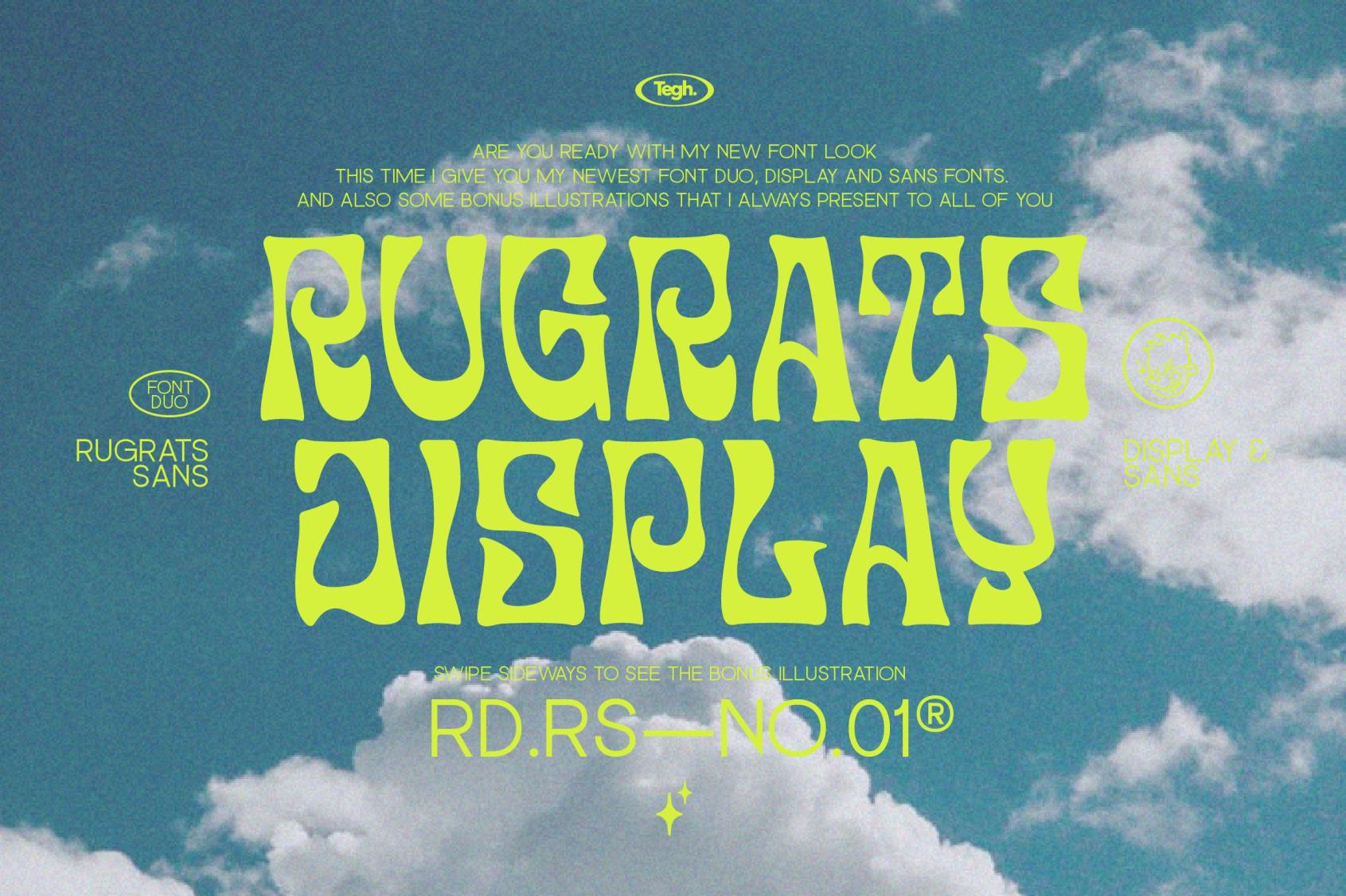 Rugrats font duo + badge 时尚复古海报字体二重奏 + 徽章矢量图形 – DUNEFILM