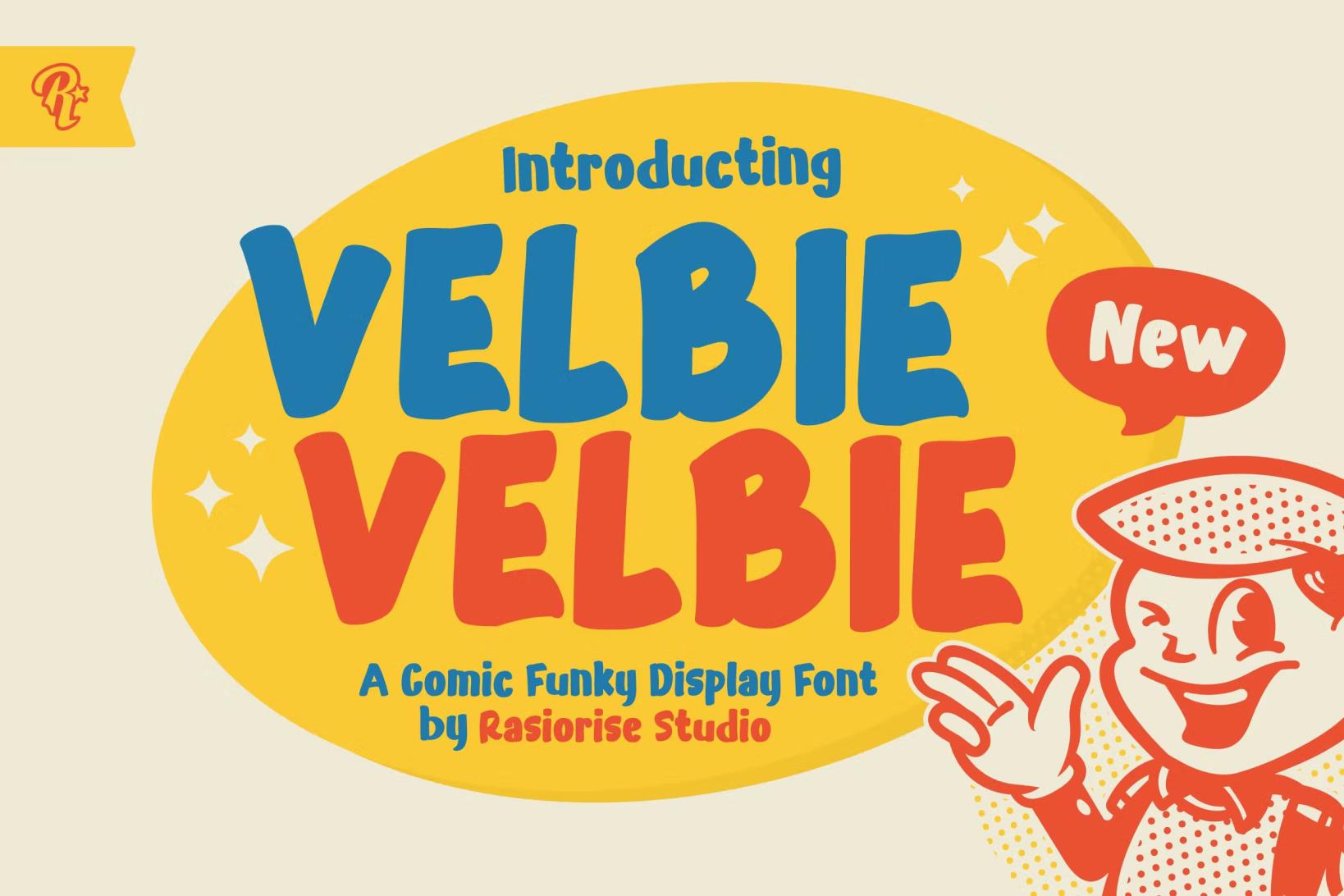 Velbie – Cartoon Display Font 复古时髦卡通儿童书籍、漫画文本、海报字体 – DUNEFILM