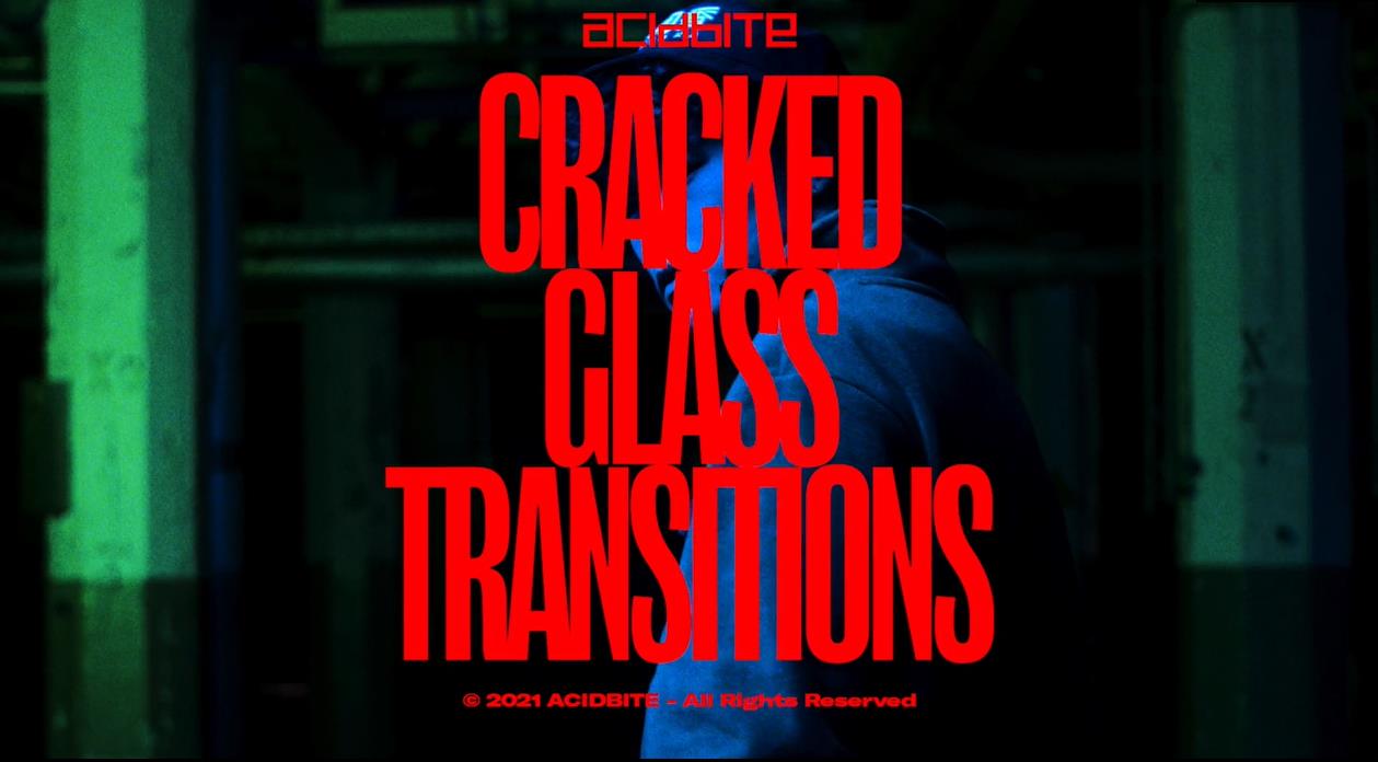 Acidbite 17个独特超高清破裂玻璃化转场电影过渡+高品质SFX CRACKED GLASS TRANSITIONS （3957）沙丘影像中心