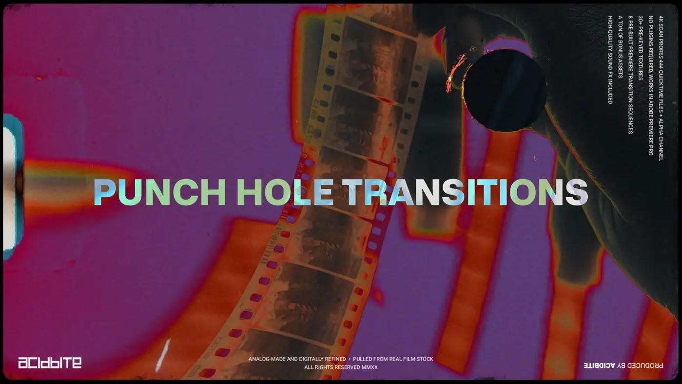 Acidbite 33个复古酸性胶卷手工打孔扫描纹理电影过渡覆盖层 PUNCH HOLE TRANSITIONS（3466）沙丘影像中心3