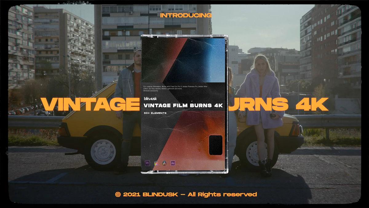 Blindusk 69个8mm复古电影燃烧胶片烧录纹理覆盖视频素材 VINTAGE FILM BURNS（5155）沙丘影像中心