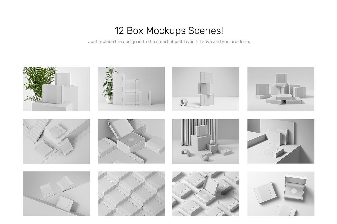 Mr.Mockup™ 22个高端产品快递纸纸板包装盒设计PSD贴图样机模板套装 Box Mockup Bundle – Mailing Box（7732）图层云12